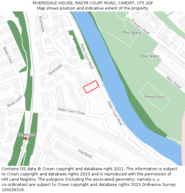 RIVERSDALE HOUSE, RADYR COURT ROAD, CARDIFF, CF5 2QF: Location map and indicative extent of plot