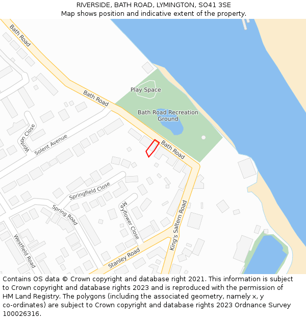 RIVERSIDE, BATH ROAD, LYMINGTON, SO41 3SE: Location map and indicative extent of plot