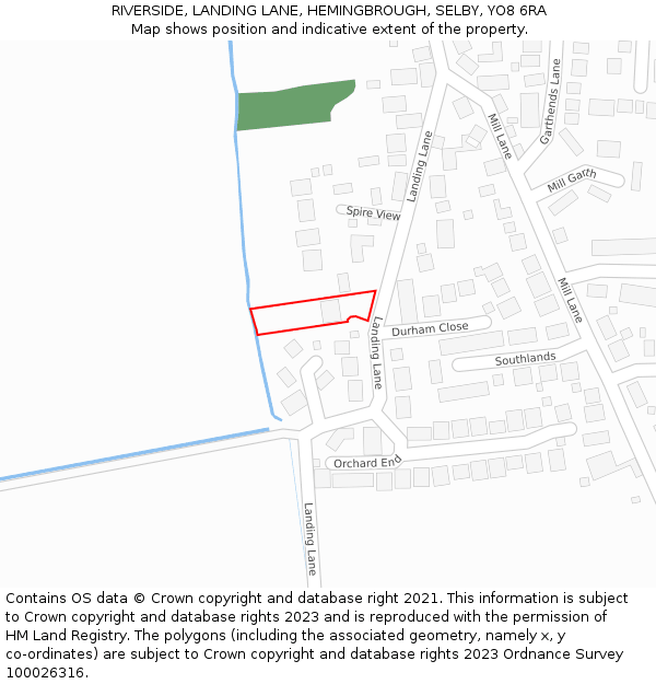 RIVERSIDE, LANDING LANE, HEMINGBROUGH, SELBY, YO8 6RA: Location map and indicative extent of plot