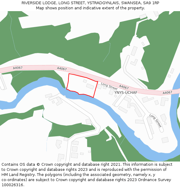 RIVERSIDE LODGE, LONG STREET, YSTRADGYNLAIS, SWANSEA, SA9 1RP: Location map and indicative extent of plot