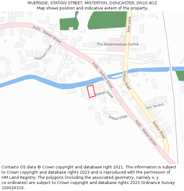 RIVERSIDE, STATION STREET, MISTERTON, DONCASTER, DN10 4DZ: Location map and indicative extent of plot