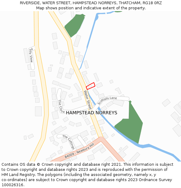 RIVERSIDE, WATER STREET, HAMPSTEAD NORREYS, THATCHAM, RG18 0RZ: Location map and indicative extent of plot