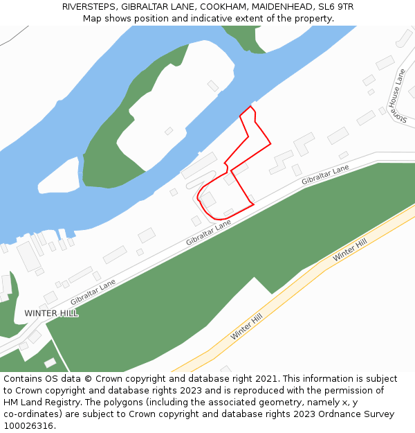 RIVERSTEPS, GIBRALTAR LANE, COOKHAM, MAIDENHEAD, SL6 9TR: Location map and indicative extent of plot