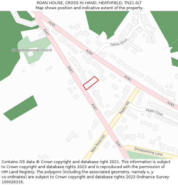 ROAN HOUSE, CROSS IN HAND, HEATHFIELD, TN21 0LT: Location map and indicative extent of plot