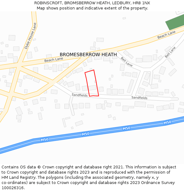 ROBINSCROFT, BROMSBERROW HEATH, LEDBURY, HR8 1NX: Location map and indicative extent of plot