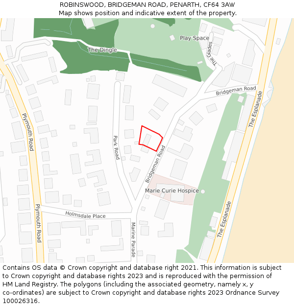 ROBINSWOOD, BRIDGEMAN ROAD, PENARTH, CF64 3AW: Location map and indicative extent of plot