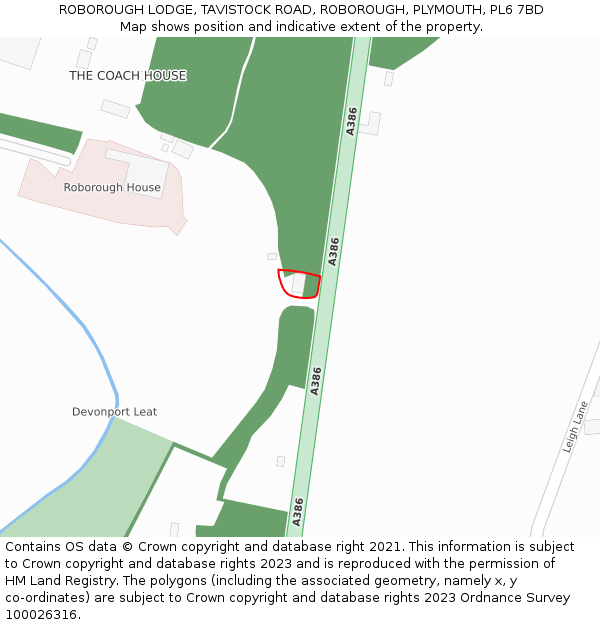 ROBOROUGH LODGE, TAVISTOCK ROAD, ROBOROUGH, PLYMOUTH, PL6 7BD: Location map and indicative extent of plot