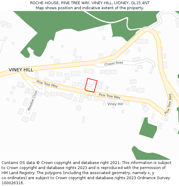 ROCHE HOUSE, PINE TREE WAY, VINEY HILL, LYDNEY, GL15 4NT: Location map and indicative extent of plot