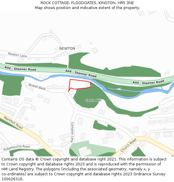 ROCK COTTAGE, FLOODGATES, KINGTON, HR5 3NE: Location map and indicative extent of plot