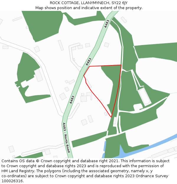 ROCK COTTAGE, LLANYMYNECH, SY22 6JY: Location map and indicative extent of plot