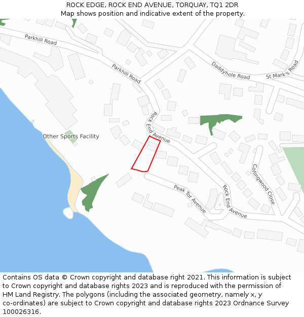ROCK EDGE, ROCK END AVENUE, TORQUAY, TQ1 2DR: Location map and indicative extent of plot