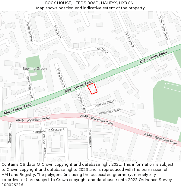 ROCK HOUSE, LEEDS ROAD, HALIFAX, HX3 8NH: Location map and indicative extent of plot