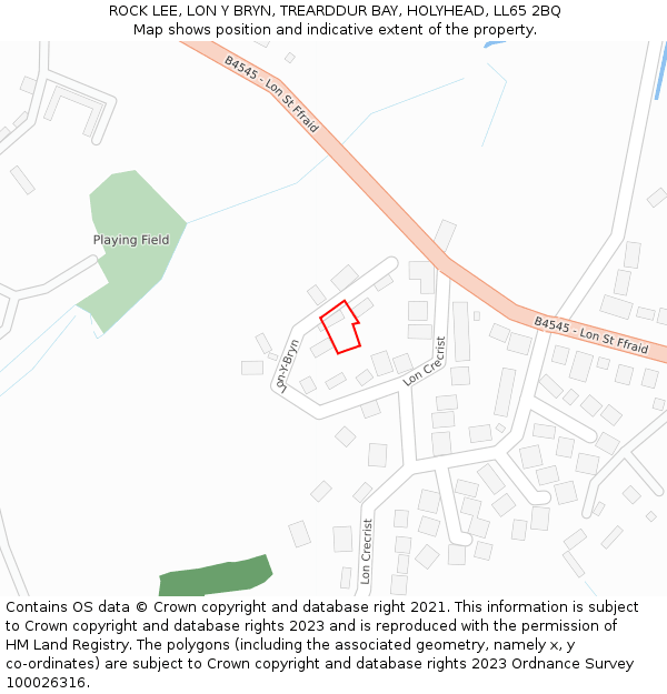 ROCK LEE, LON Y BRYN, TREARDDUR BAY, HOLYHEAD, LL65 2BQ: Location map and indicative extent of plot