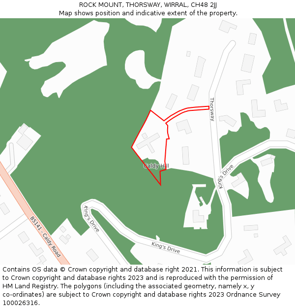 ROCK MOUNT, THORSWAY, WIRRAL, CH48 2JJ: Location map and indicative extent of plot