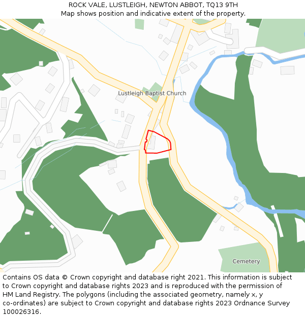 ROCK VALE, LUSTLEIGH, NEWTON ABBOT, TQ13 9TH: Location map and indicative extent of plot