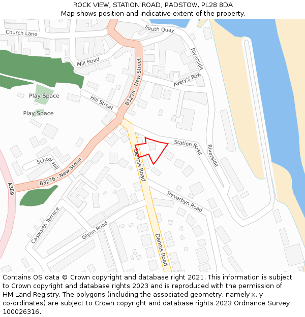 ROCK VIEW, STATION ROAD, PADSTOW, PL28 8DA: Location map and indicative extent of plot