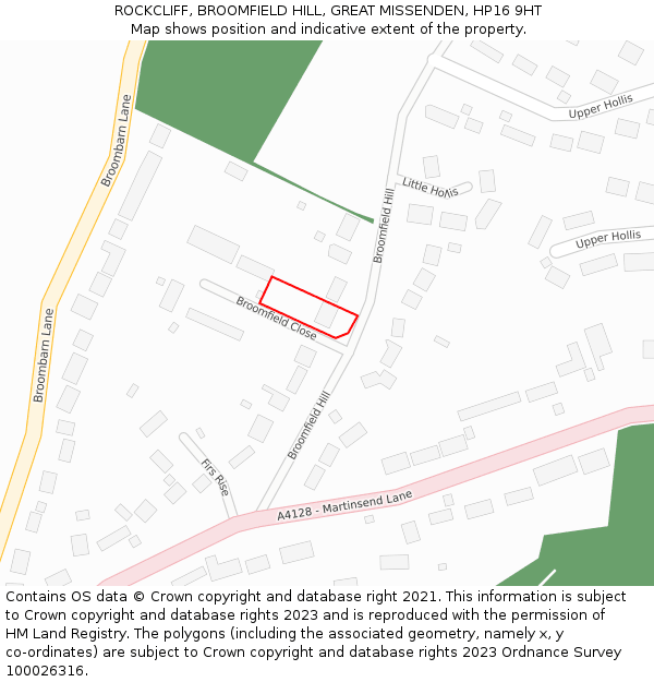 ROCKCLIFF, BROOMFIELD HILL, GREAT MISSENDEN, HP16 9HT: Location map and indicative extent of plot