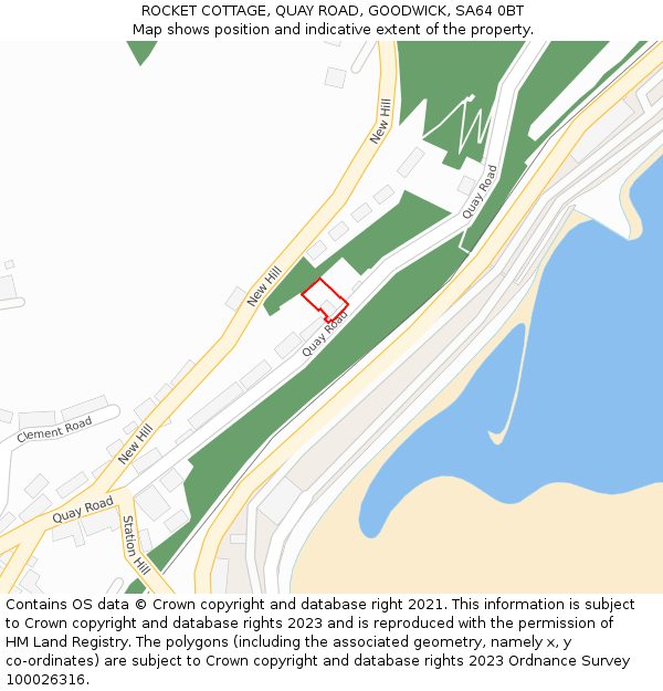 ROCKET COTTAGE, QUAY ROAD, GOODWICK, SA64 0BT: Location map and indicative extent of plot