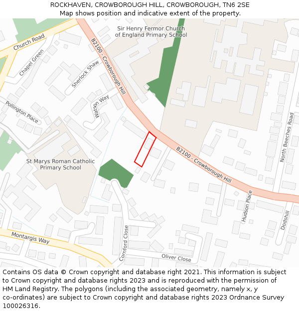 ROCKHAVEN, CROWBOROUGH HILL, CROWBOROUGH, TN6 2SE: Location map and indicative extent of plot