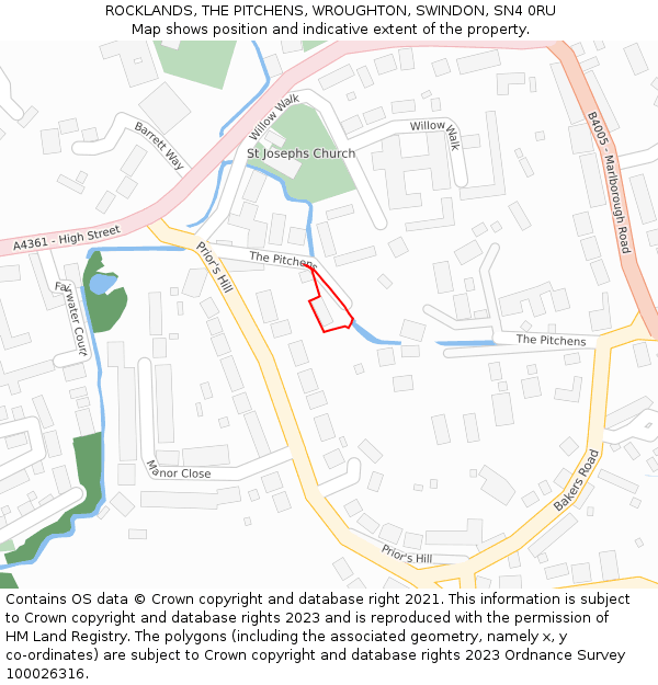 ROCKLANDS, THE PITCHENS, WROUGHTON, SWINDON, SN4 0RU: Location map and indicative extent of plot