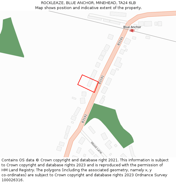 ROCKLEAZE, BLUE ANCHOR, MINEHEAD, TA24 6LB: Location map and indicative extent of plot