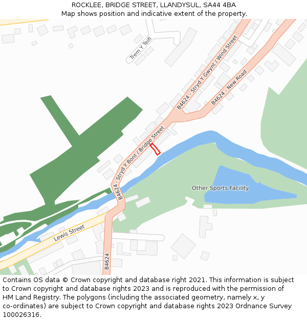 ROCKLEE, BRIDGE STREET, LLANDYSUL, SA44 4BA: Location map and indicative extent of plot