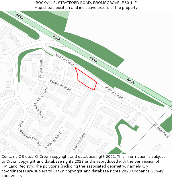 ROCKVILLE, STRATFORD ROAD, BROMSGROVE, B60 1LE: Location map and indicative extent of plot