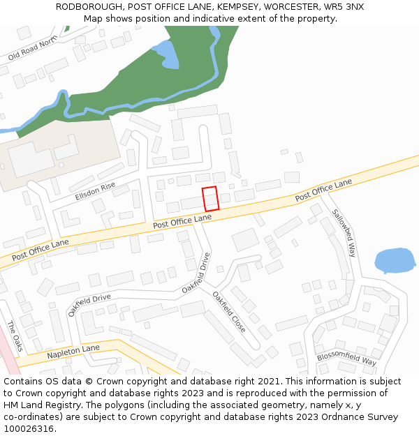 RODBOROUGH, POST OFFICE LANE, KEMPSEY, WORCESTER, WR5 3NX: Location map and indicative extent of plot