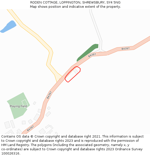 RODEN COTTAGE, LOPPINGTON, SHREWSBURY, SY4 5NG: Location map and indicative extent of plot