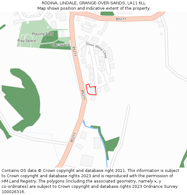 RODINA, LINDALE, GRANGE-OVER-SANDS, LA11 6LL: Location map and indicative extent of plot