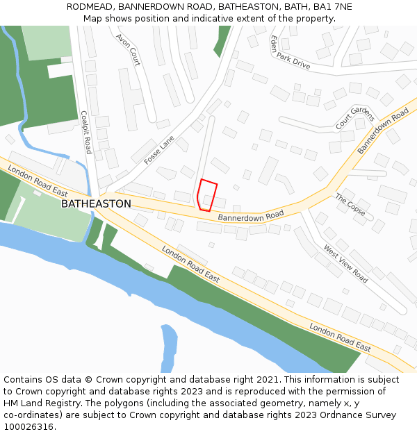 RODMEAD, BANNERDOWN ROAD, BATHEASTON, BATH, BA1 7NE: Location map and indicative extent of plot