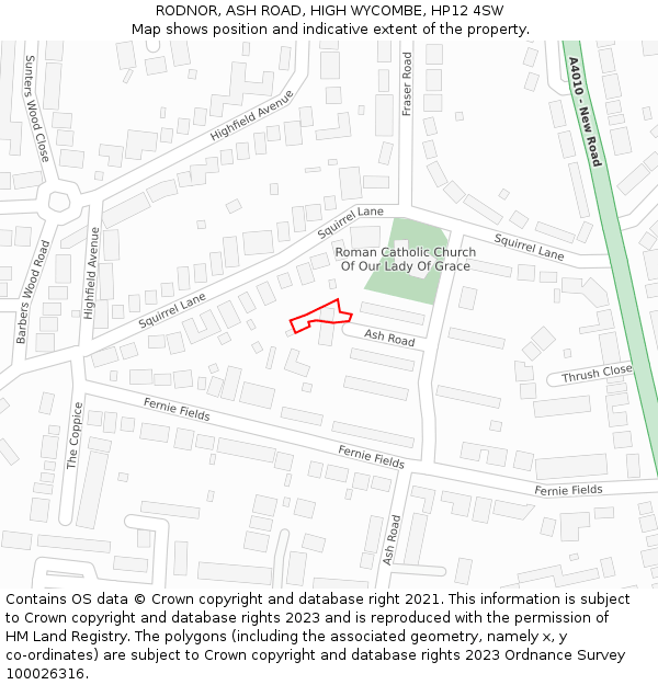 RODNOR, ASH ROAD, HIGH WYCOMBE, HP12 4SW: Location map and indicative extent of plot