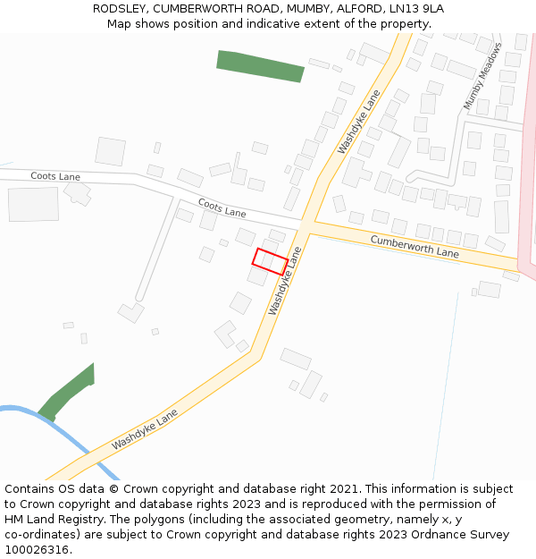 RODSLEY, CUMBERWORTH ROAD, MUMBY, ALFORD, LN13 9LA: Location map and indicative extent of plot