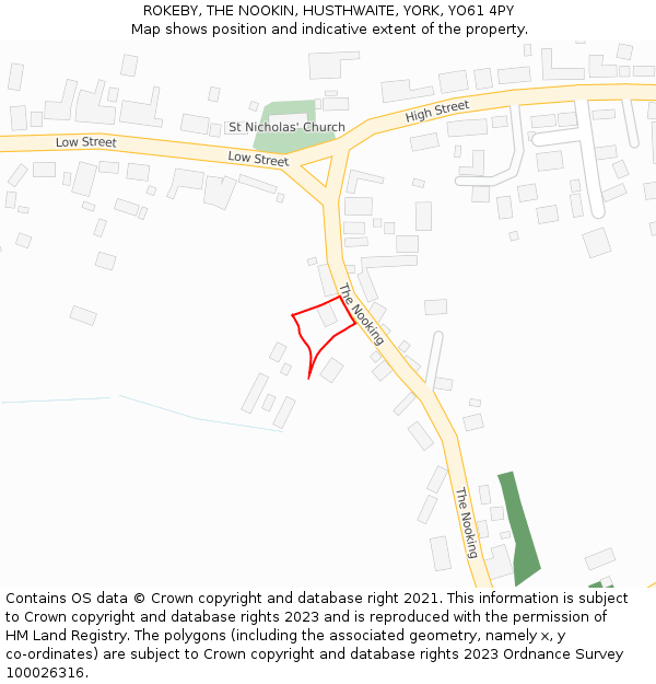 ROKEBY, THE NOOKIN, HUSTHWAITE, YORK, YO61 4PY: Location map and indicative extent of plot