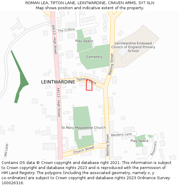 ROMAN LEA, TIPTON LANE, LEINTWARDINE, CRAVEN ARMS, SY7 0LN: Location map and indicative extent of plot