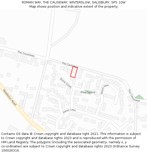 ROMAN WAY, THE CAUSEWAY, WINTERSLOW, SALISBURY, SP5 1QW: Location map and indicative extent of plot
