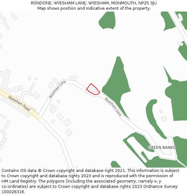 RONDONE, WYESHAM LANE, WYESHAM, MONMOUTH, NP25 3JU: Location map and indicative extent of plot