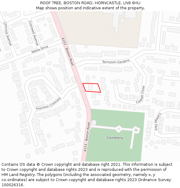 ROOF TREE, BOSTON ROAD, HORNCASTLE, LN9 6HU: Location map and indicative extent of plot