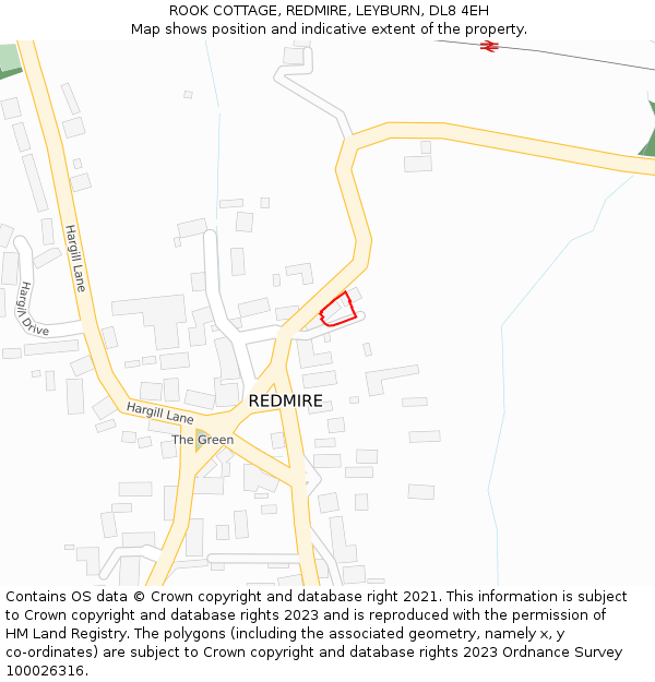 ROOK COTTAGE, REDMIRE, LEYBURN, DL8 4EH: Location map and indicative extent of plot