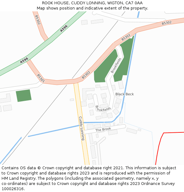 ROOK HOUSE, CUDDY LONNING, WIGTON, CA7 0AA: Location map and indicative extent of plot