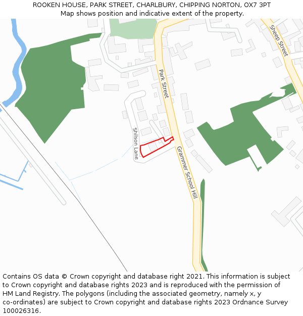 ROOKEN HOUSE, PARK STREET, CHARLBURY, CHIPPING NORTON, OX7 3PT: Location map and indicative extent of plot