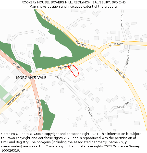 ROOKERY HOUSE, BOWERS HILL, REDLYNCH, SALISBURY, SP5 2HD: Location map and indicative extent of plot