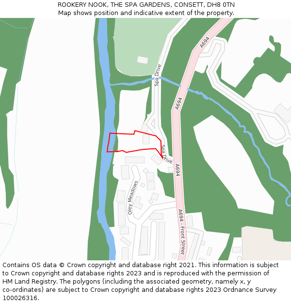 ROOKERY NOOK, THE SPA GARDENS, CONSETT, DH8 0TN: Location map and indicative extent of plot