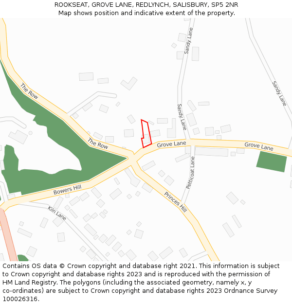 ROOKSEAT, GROVE LANE, REDLYNCH, SALISBURY, SP5 2NR: Location map and indicative extent of plot