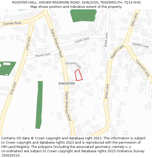 ROOSTER HALL, HIGHER RINGMORE ROAD, SHALDON, TEIGNMOUTH, TQ14 0HG: Location map and indicative extent of plot