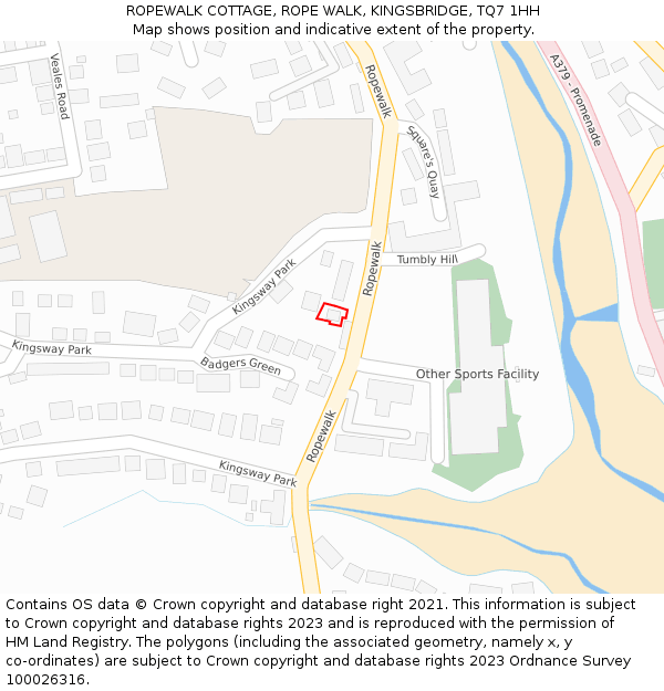 ROPEWALK COTTAGE, ROPE WALK, KINGSBRIDGE, TQ7 1HH: Location map and indicative extent of plot