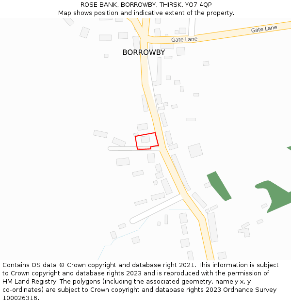 ROSE BANK, BORROWBY, THIRSK, YO7 4QP: Location map and indicative extent of plot