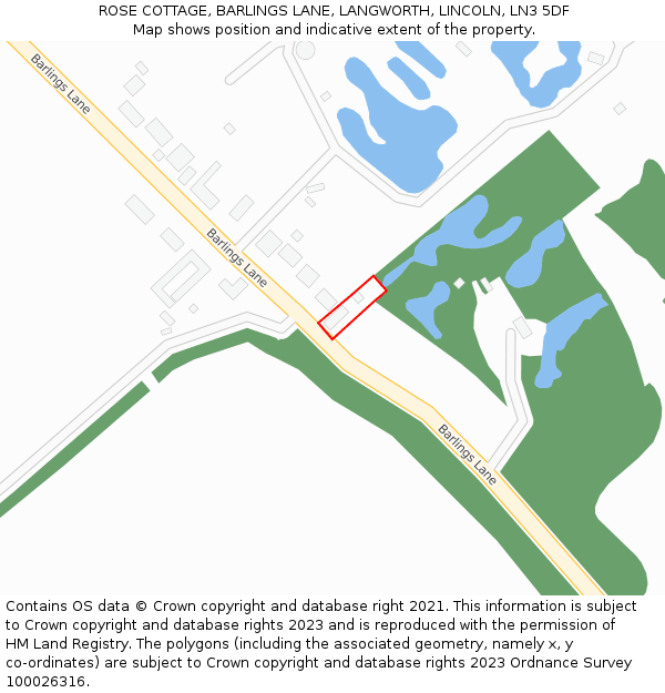 ROSE COTTAGE, BARLINGS LANE, LANGWORTH, LINCOLN, LN3 5DF: Location map and indicative extent of plot