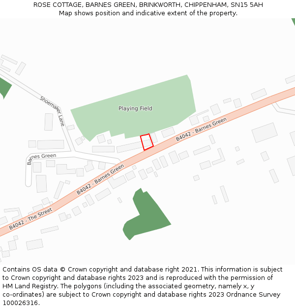 ROSE COTTAGE, BARNES GREEN, BRINKWORTH, CHIPPENHAM, SN15 5AH: Location map and indicative extent of plot