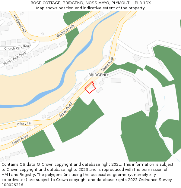 ROSE COTTAGE, BRIDGEND, NOSS MAYO, PLYMOUTH, PL8 1DX: Location map and indicative extent of plot